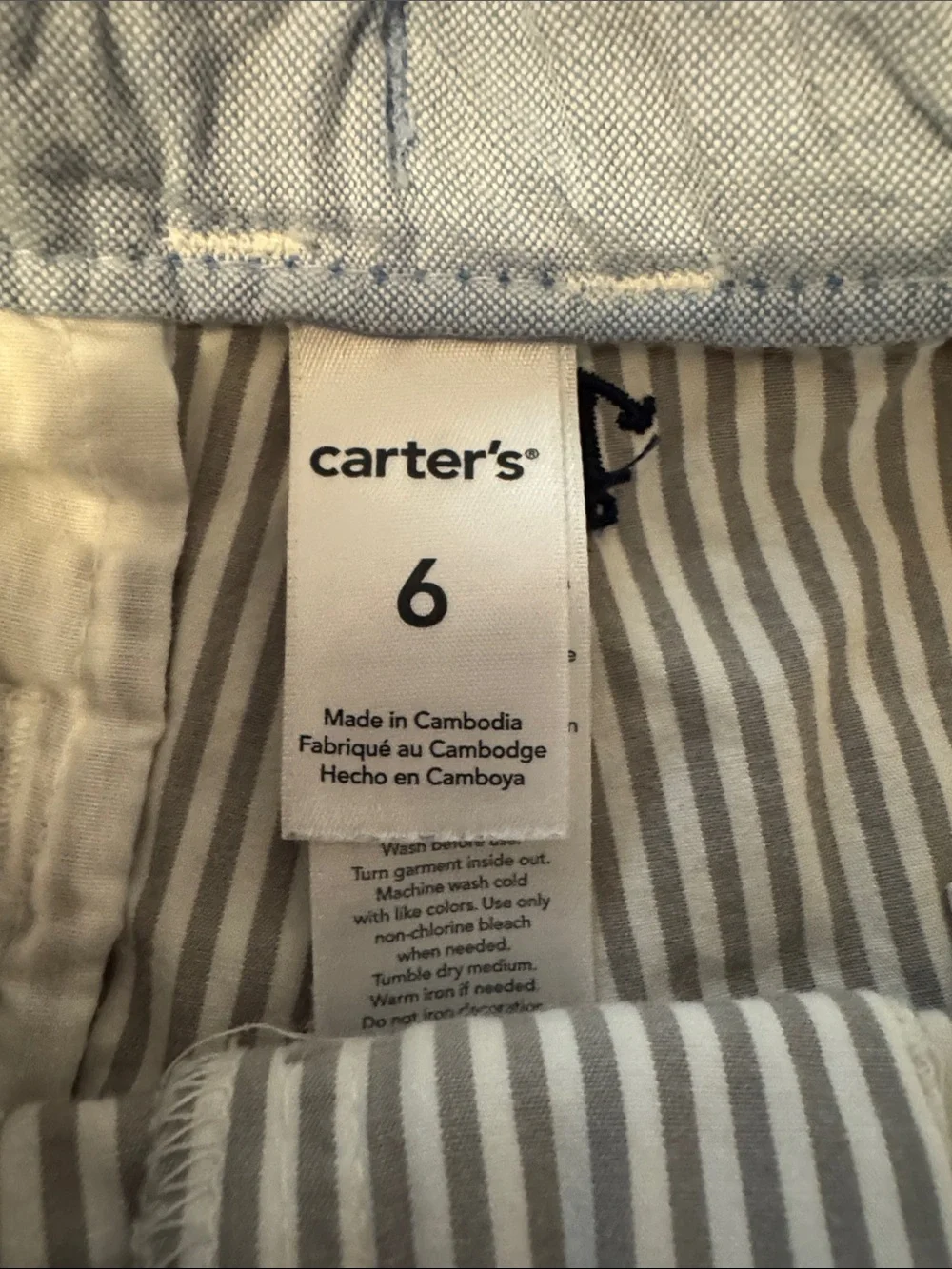 Carter's White & Navy Anchor Striped Flat-Front Shorts